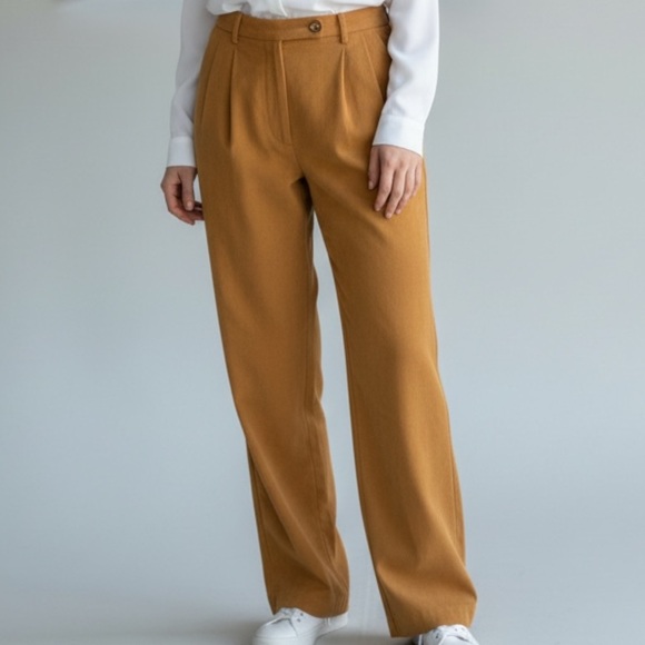 Vintage Pants - Vintage Nancy Bolen City Girl Barrel Blokecore Pleated Trousers SZ 10 Carmel